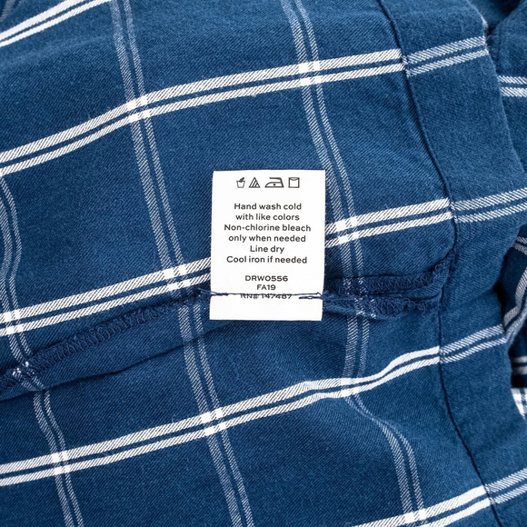 Draper James Navy Bell Sleeve Plaid Shirt Dress Women's $135 - Size 10 | M - Picture 12 of 14